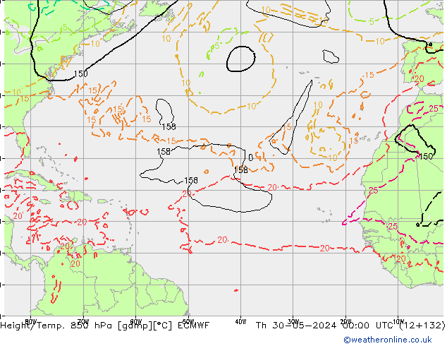 Height/Temp. 850 гПа ECMWF чт 30.05.2024 00 UTC