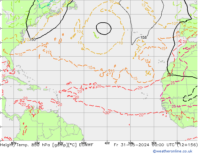 Z500/Rain (+SLP)/Z850 ECMWF Pá 31.05.2024 00 UTC