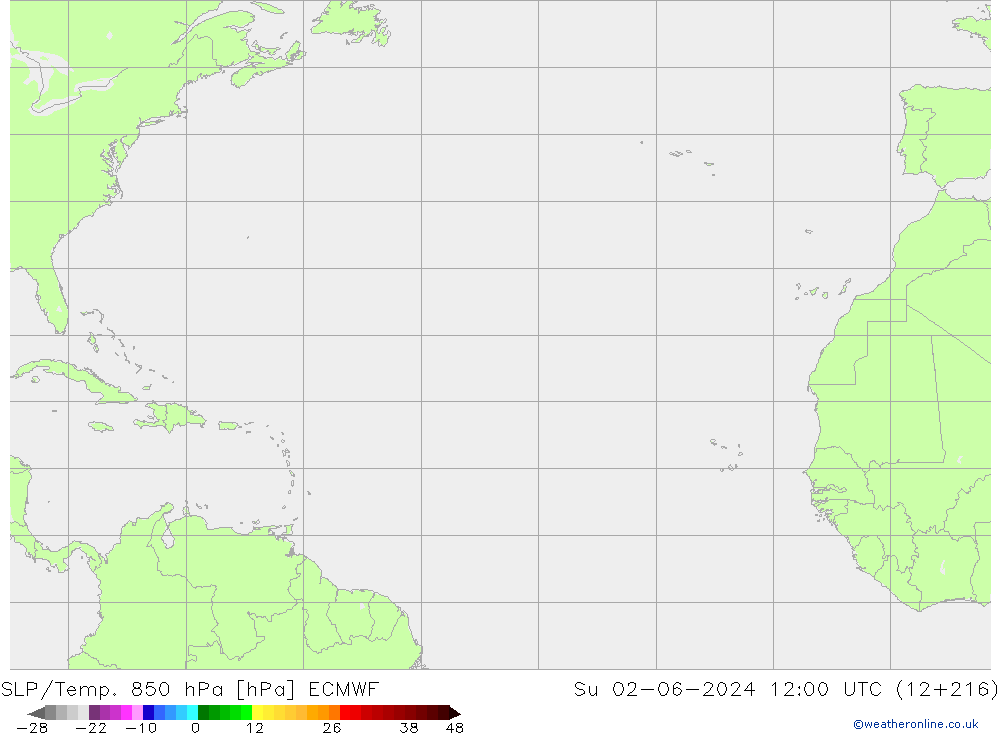 SLP/Temp. 850 hPa ECMWF  02.06.2024 12 UTC