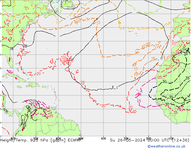 Height/Temp. 925 hPa ECMWF Su 26.05.2024 00 UTC