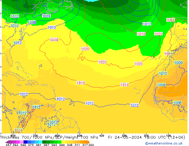 Thck 700-1000 hPa ECMWF Fr 24.05.2024 18 UTC