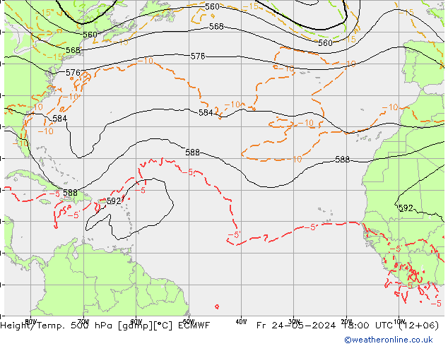 Z500/Regen(+SLP)/Z850 ECMWF vr 24.05.2024 18 UTC