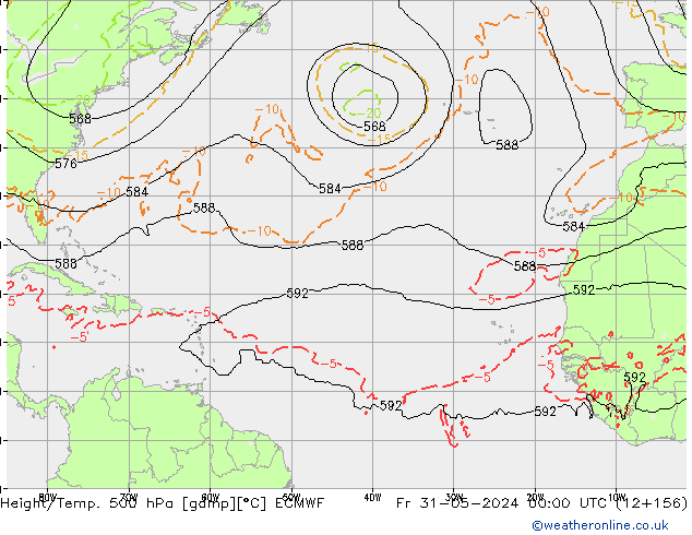 Z500/Rain (+SLP)/Z850 ECMWF Fr 31.05.2024 00 UTC