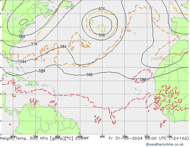 Z500/Yağmur (+YB)/Z850 ECMWF Cu 31.05.2024 06 UTC