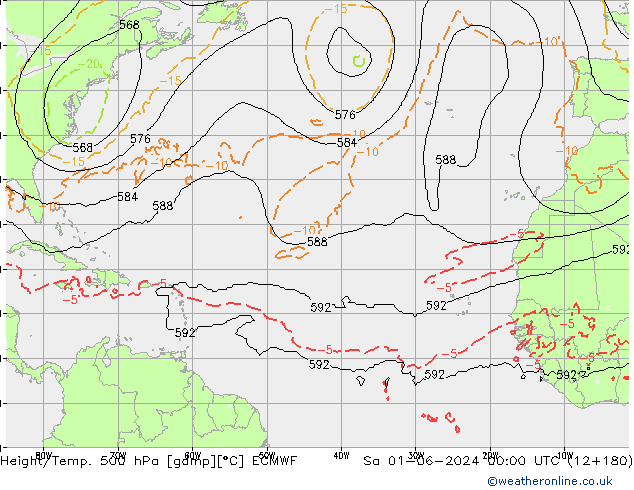 Z500/Rain (+SLP)/Z850 ECMWF Sa 01.06.2024 00 UTC