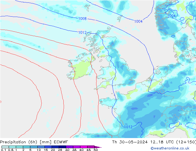 Precipitation (6h) ECMWF Th 30.05.2024 18 UTC