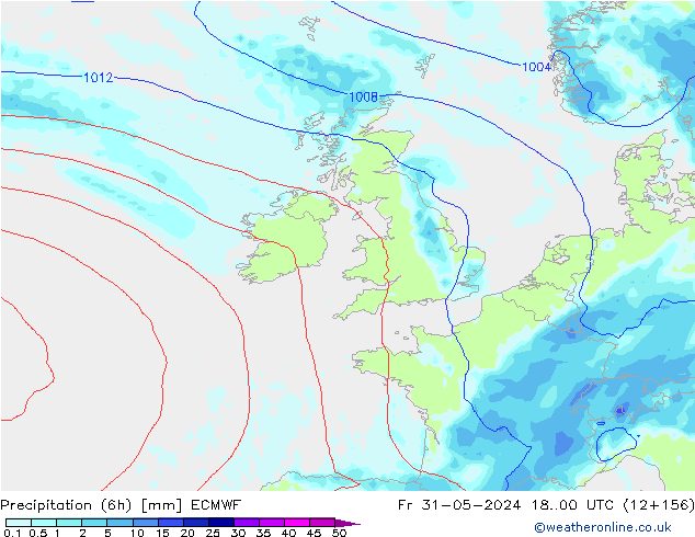 Z500/Rain (+SLP)/Z850 ECMWF ven 31.05.2024 00 UTC