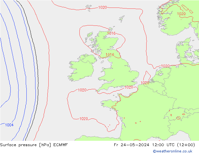 Surface pressure ECMWF Fr 24.05.2024 12 UTC