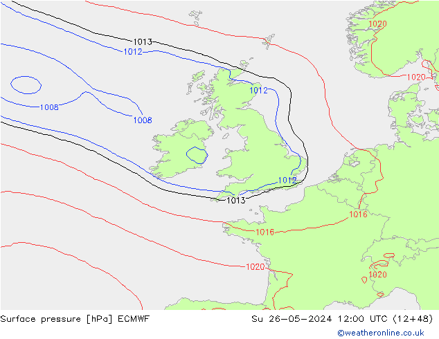 Yer basıncı ECMWF Paz 26.05.2024 12 UTC