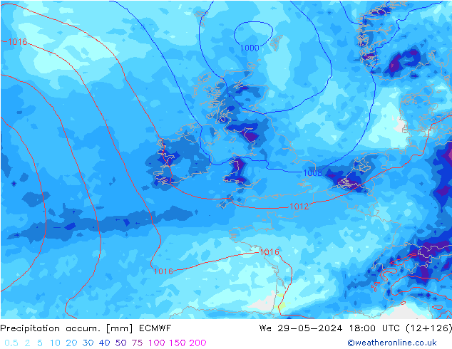 Totale neerslag ECMWF wo 29.05.2024 18 UTC