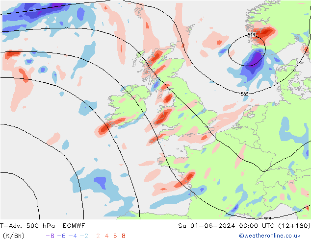 T-Adv. 500 hPa ECMWF  01.06.2024 00 UTC