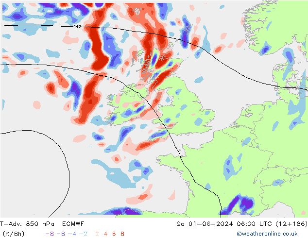 T-Adv. 850 hPa ECMWF  01.06.2024 06 UTC