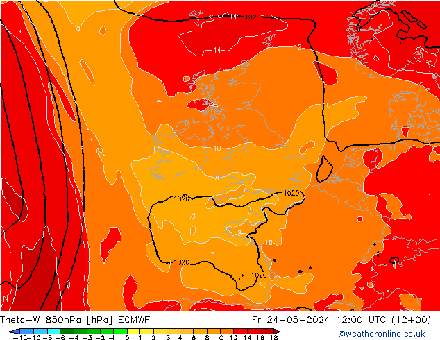 Theta-W 850hPa ECMWF ven 24.05.2024 12 UTC