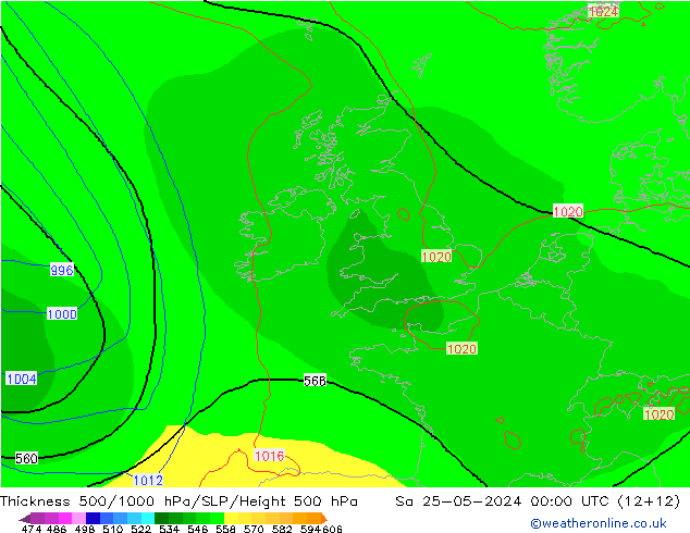 Thck 500-1000hPa ECMWF  25.05.2024 00 UTC