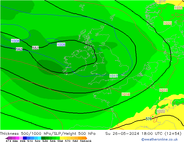 Thck 500-1000гПа ECMWF Вс 26.05.2024 18 UTC