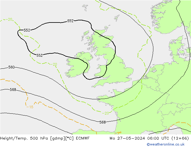 Hoogte/Temp. 500 hPa ECMWF ma 27.05.2024 06 UTC