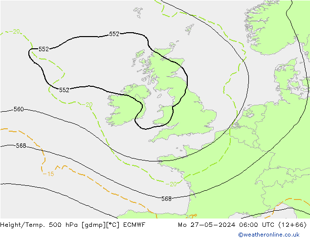 Height/Temp. 500 hPa ECMWF Po 27.05.2024 06 UTC