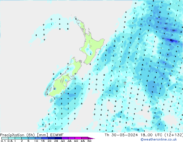 Z500/Rain (+SLP)/Z850 ECMWF czw. 30.05.2024 00 UTC