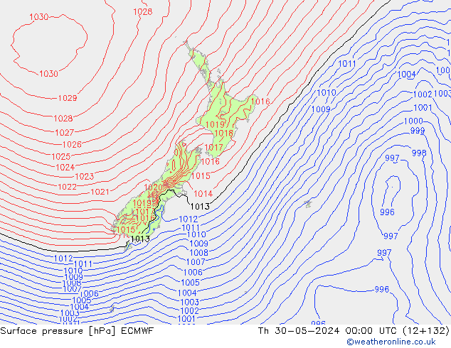 Surface pressure ECMWF Th 30.05.2024 00 UTC