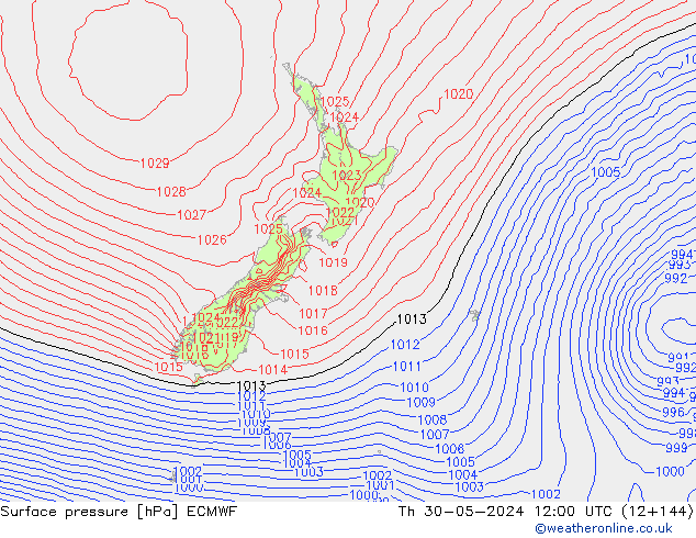 Pressione al suolo ECMWF gio 30.05.2024 12 UTC