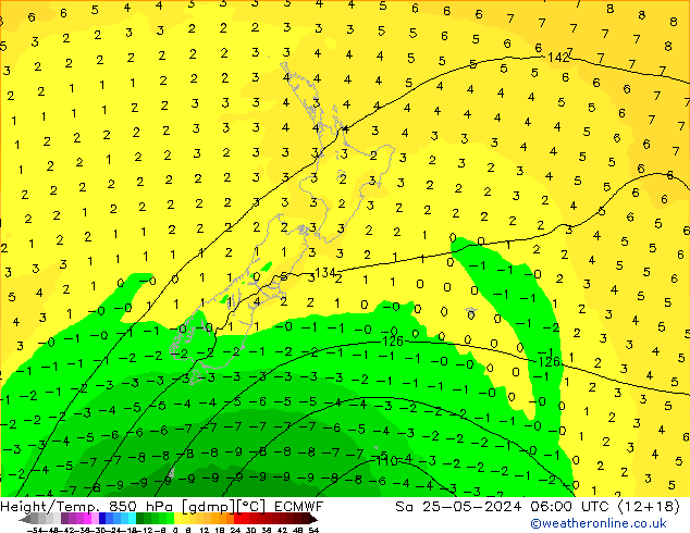 Z500/Rain (+SLP)/Z850 ECMWF Sa 25.05.2024 06 UTC