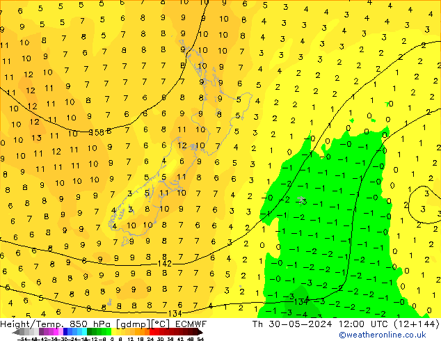 Z500/Rain (+SLP)/Z850 ECMWF Qui 30.05.2024 12 UTC