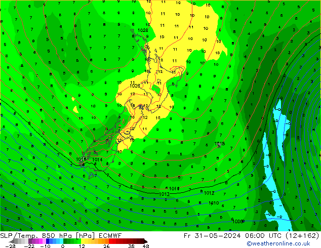 SLP/Temp. 850 hPa ECMWF Fr 31.05.2024 06 UTC