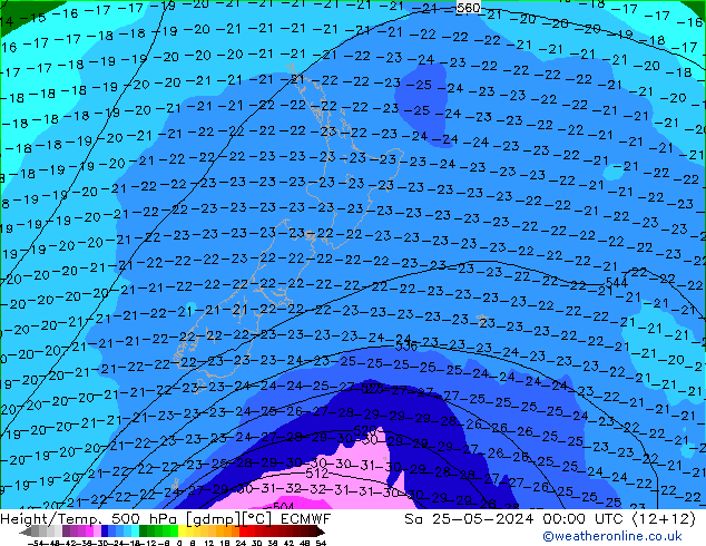 Z500/Regen(+SLP)/Z850 ECMWF za 25.05.2024 00 UTC