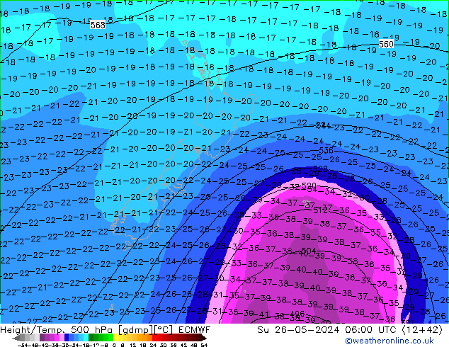 Z500/Rain (+SLP)/Z850 ECMWF  26.05.2024 06 UTC