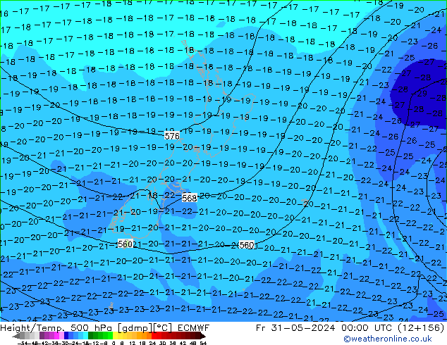 Height/Temp. 500 hPa ECMWF Fr 31.05.2024 00 UTC