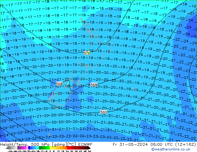 Z500/Rain (+SLP)/Z850 ECMWF Fr 31.05.2024 06 UTC