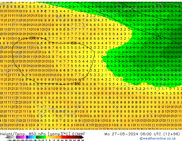 Z500/Rain (+SLP)/Z850 ECMWF Mo 27.05.2024 06 UTC