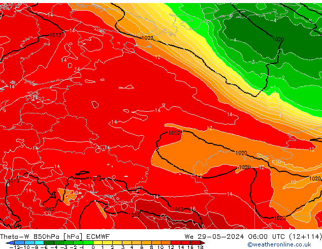 Theta-W 850hPa ECMWF We 29.05.2024 06 UTC