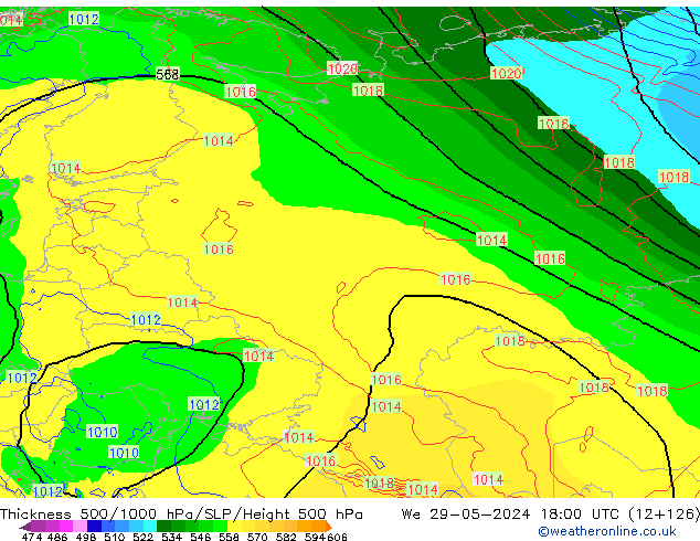 Thck 500-1000hPa ECMWF We 29.05.2024 18 UTC