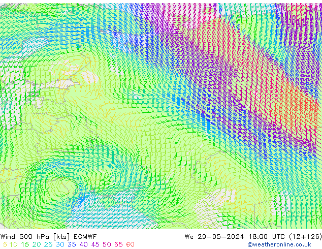 Wind 500 hPa ECMWF We 29.05.2024 18 UTC