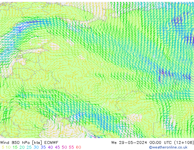 Wind 850 hPa ECMWF We 29.05.2024 00 UTC