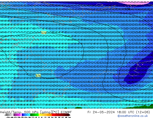 Z500/Regen(+SLP)/Z850 ECMWF vr 24.05.2024 18 UTC