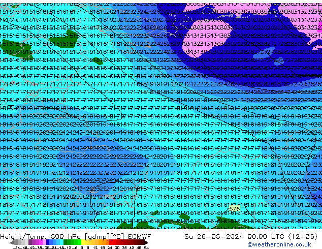 Z500/Rain (+SLP)/Z850 ECMWF Dom 26.05.2024 00 UTC