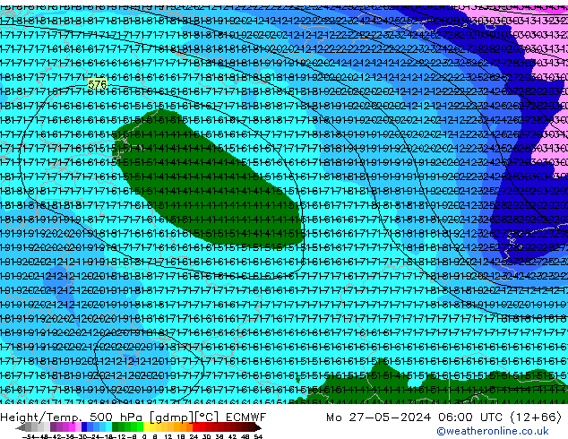 Z500/Rain (+SLP)/Z850 ECMWF pon. 27.05.2024 06 UTC