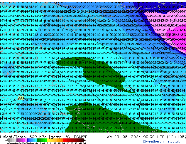 Z500/Rain (+SLP)/Z850 ECMWF St 29.05.2024 00 UTC