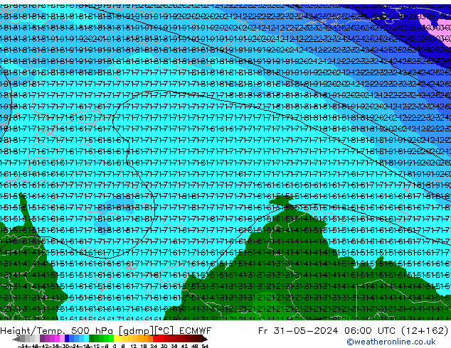 Z500/Rain (+SLP)/Z850 ECMWF ven 31.05.2024 06 UTC