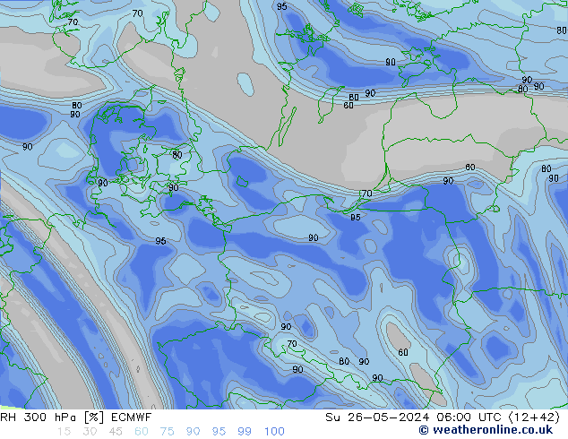 RH 300 hPa ECMWF So 26.05.2024 06 UTC