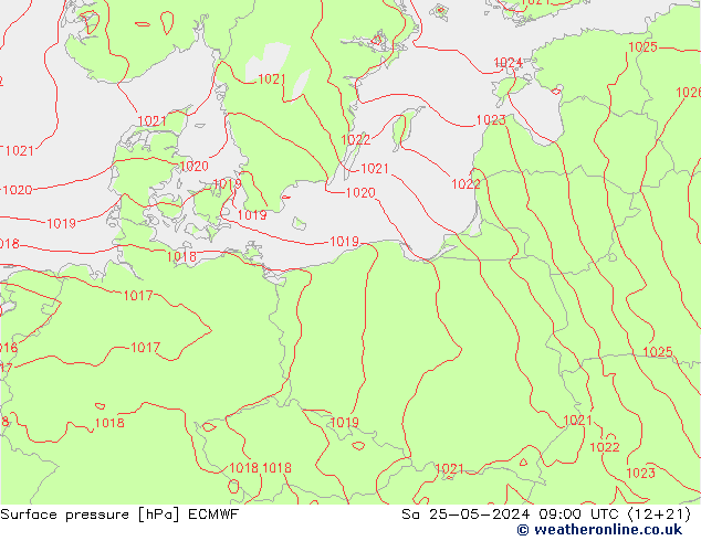 ciśnienie ECMWF so. 25.05.2024 09 UTC