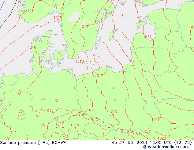 Bodendruck ECMWF Mo 27.05.2024 18 UTC