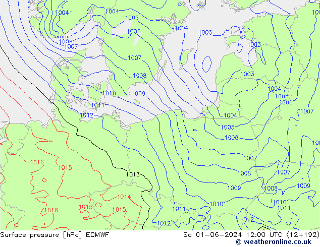 Yer basıncı ECMWF Cts 01.06.2024 12 UTC