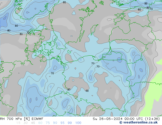 700 hPa Nispi Nem ECMWF Paz 26.05.2024 00 UTC
