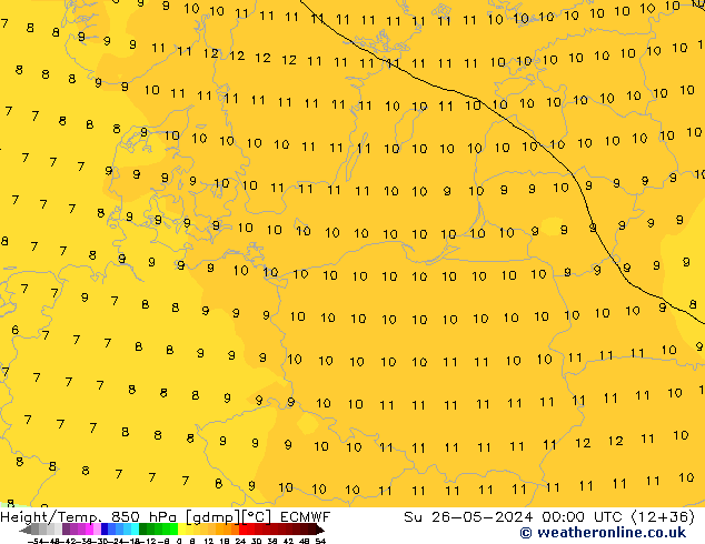 Z500/Rain (+SLP)/Z850 ECMWF nie. 26.05.2024 00 UTC