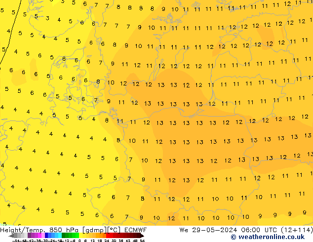 Z500/Yağmur (+YB)/Z850 ECMWF Çar 29.05.2024 06 UTC