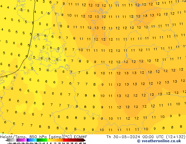 Z500/Rain (+SLP)/Z850 ECMWF Th 30.05.2024 00 UTC