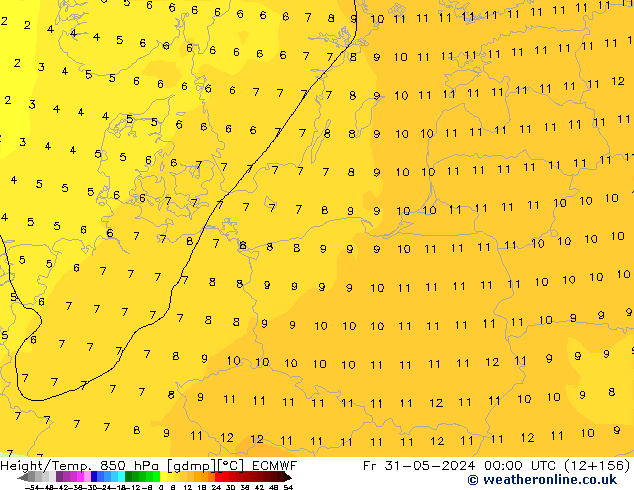 Height/Temp. 850 hPa ECMWF  31.05.2024 00 UTC